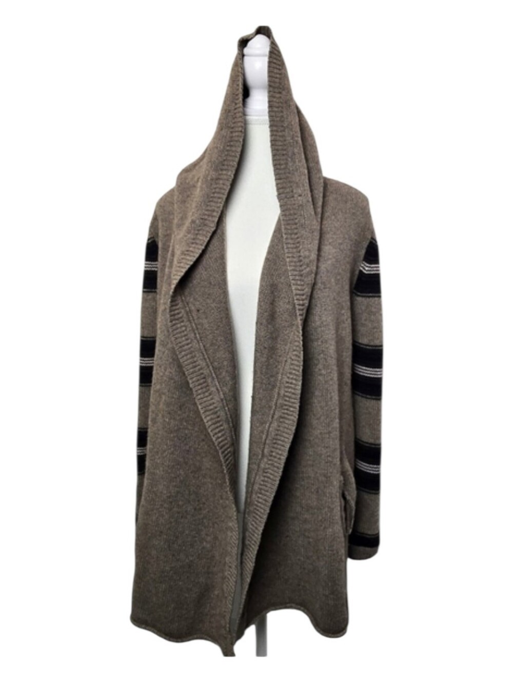 360 Cashmere Brown Open Knit Wool & Cashmere Blend Cardigan Sz M Cottagecore